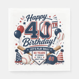 Baseball 40th Birthday Party Napkin