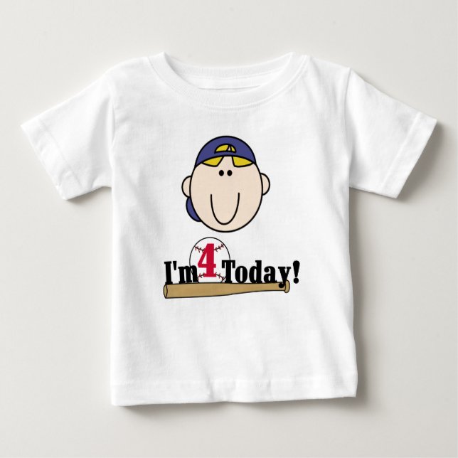 Baseball 4th Birthday Baby T-Shirt (Front)