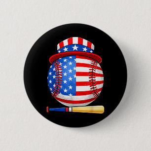 Baseball 4th of July 250th Years of Freedom USA 6 Cm Round Badge