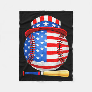 Baseball 4th of July 250th Years of Freedom USA Fleece Blanket