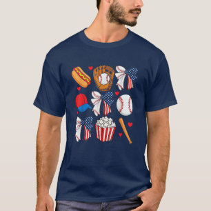 Baseball 4th Of July Patriotic American Flag T-Shirt