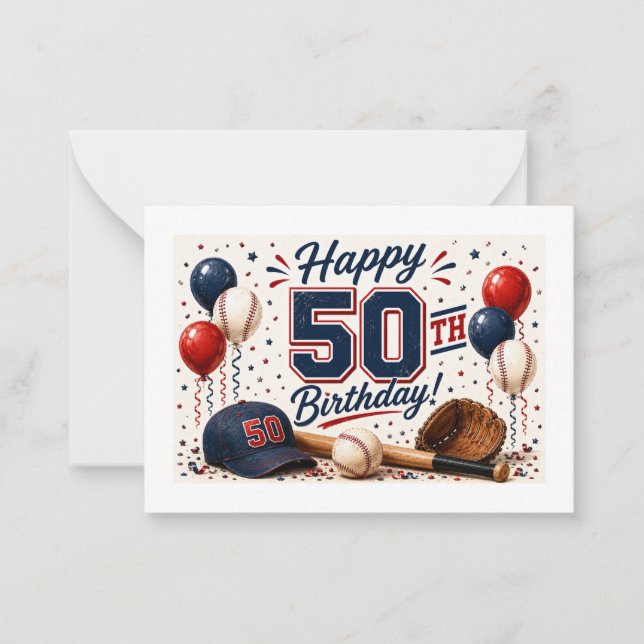 Baseball 50th Birthday  Card (Front)