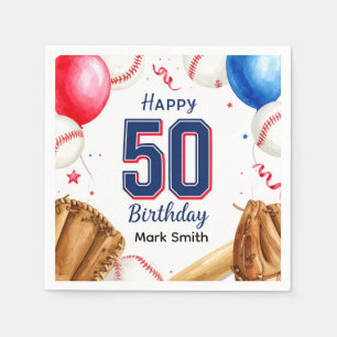Baseball 50th Birthday Napkin