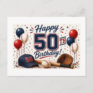 Baseball 50th Birthday Postcard
