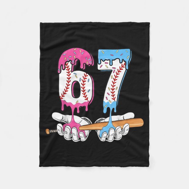 Baseball 67 Ice Cream Drip Six Seven Boys Funny Me Fleece Blanket (Front)