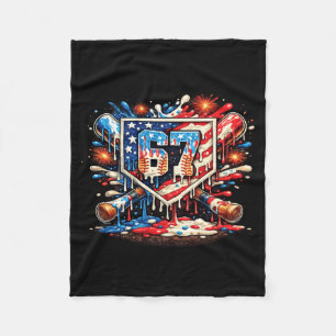 Baseball 67 Meme 4th July Drip Ice Cream Aamerican Fleece Blanket