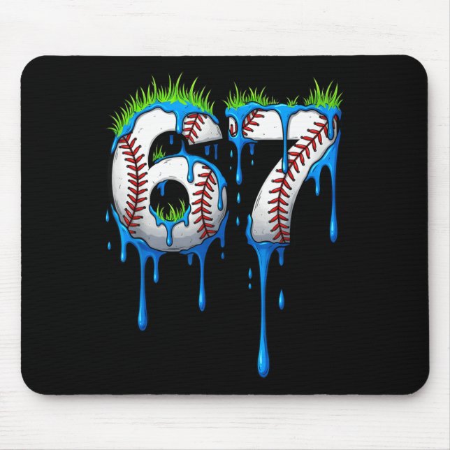 Baseball 67 Six Seven Funny Gen Alpha Meme Blue Dr Mouse Pad (Front)