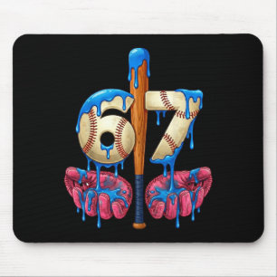 Baseball 67 Six Seven Funny Gen Alpha Meme Drip  Mouse Pad