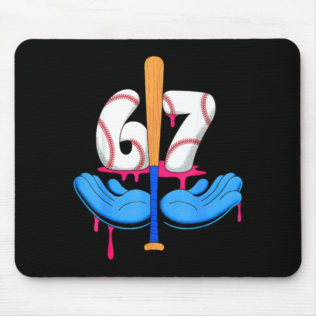 Baseball 67 Six Seven Gen Alpha Meme Drip  Mouse Pad (Front)