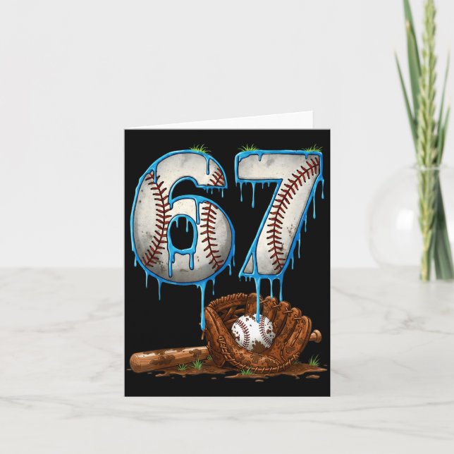 Baseball 67 six seven meme funny 6-7 drip baseball card (Front)