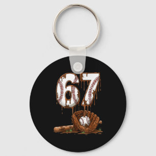 Baseball 67 six seven meme funny 6-7 drip baseball key ring