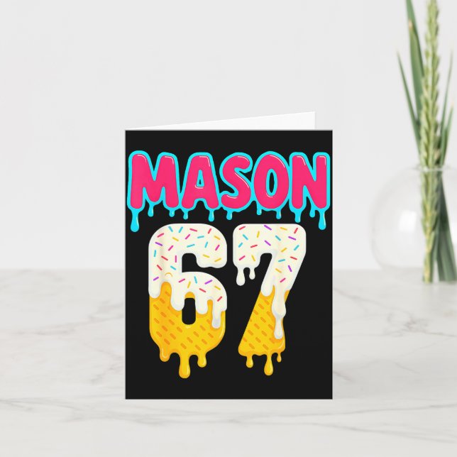 Baseball 6 7 Ice Cream Drip Number 67 Funny Six Se Card (Front)