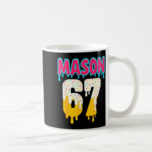 Baseball 6 7 Ice Cream Drip Number 67 Funny Six Se Coffee Mug (Right)