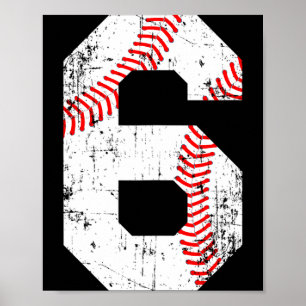 Baseball 6 Jersey Number T Shirt Poster