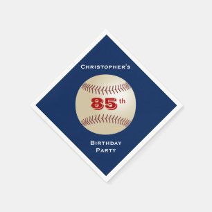Baseball 85th Birthday Party, Name, Blue Paper Napkin