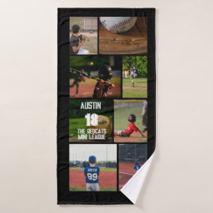Baseball 8 Photo Collage Personalised Poster Bath Towel