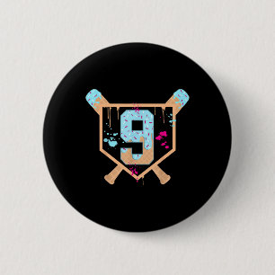 Baseball 9 Year Old Ice Cream Drip 9th Birthday Bo 6 Cm Round Badge