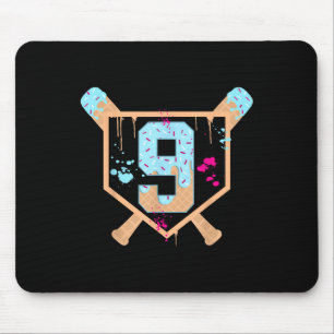 Baseball 9 Year Old Ice Cream Drip 9th Birthday Bo Mouse Pad