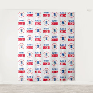 Baseball 9th Birthday Boys   Step Repeat Backdrop Tapestry