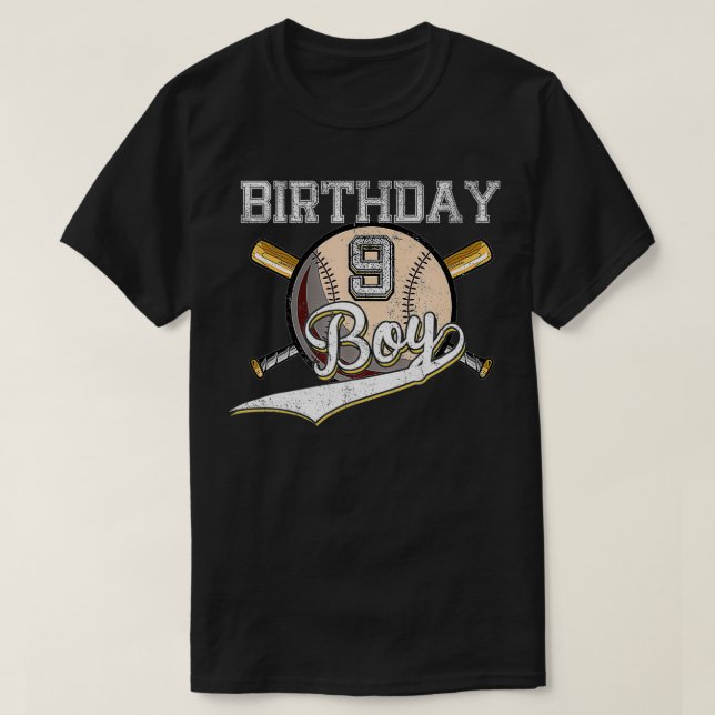 Baseball 9th Birthday Party 9 Years Old Baseball G T-Shirt (Design Front)