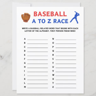 Baseball A To Z Race Game