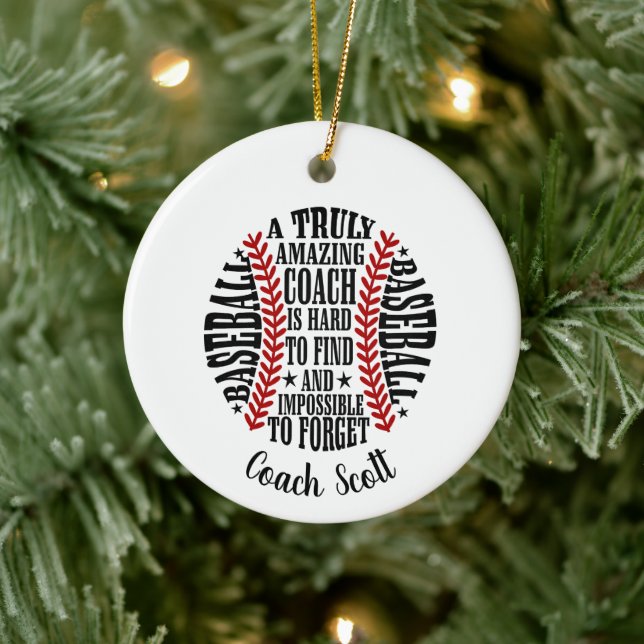baseball a truly amazing coach is hard to find ceramic ornament (Tree)