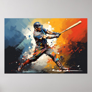Baseball Action Sport Painting Abstract Art Decor
