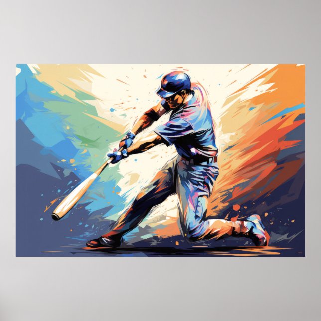Baseball Action Sport Painting Abstract Art Decor (Front)