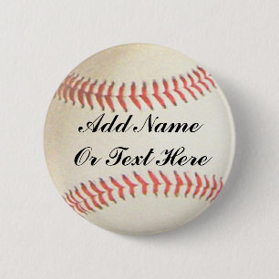 BASEBALL ADD NAME OR TEXT HERE-BUTTON 6 CM ROUND BADGE