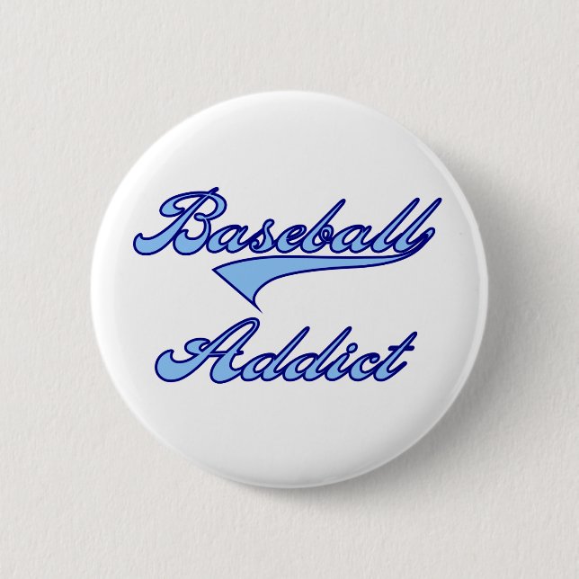 Baseball Addict Blue 6 Cm Round Badge (Front)