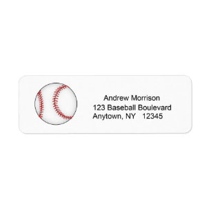 Baseball Address Label Return Address Label