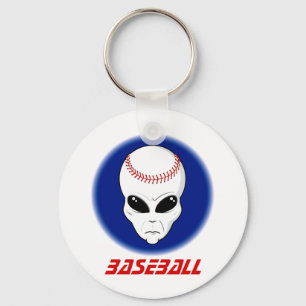 Baseball Alien Key Ring