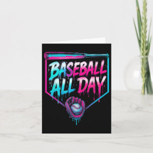 Baseball All Day Ice Cream Dripping Baseball Home Card