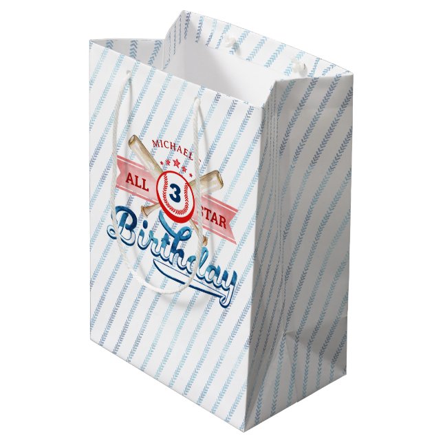 Baseball All-Star Birthday Party Gift Bag (Back Angled)