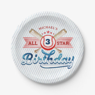 Baseball All Star Birthday Party Paper Plate