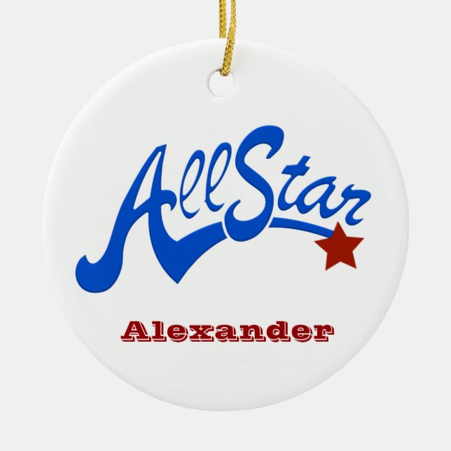 Baseball All Star Ceramic Tree Decoration (Front)