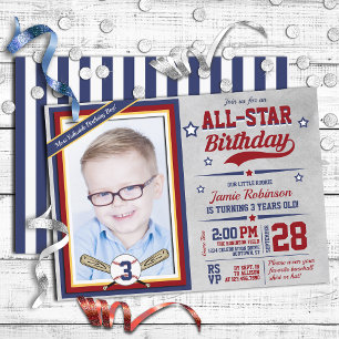 Baseball All-Star Photo Template Birthday Party 