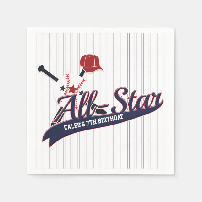 Baseball ALL-STAR Sports Custom Personalised Party Napkin (Front)