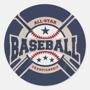 Baseball All Star Team Sport Birthday Party Classic Round Sticker
