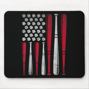Baseball America Flag Usa 4th Of July Baseball Pat Mouse Pad