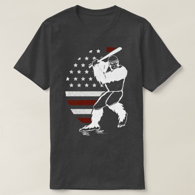 Baseball American Flag 1 T-Shirt (Design Front)