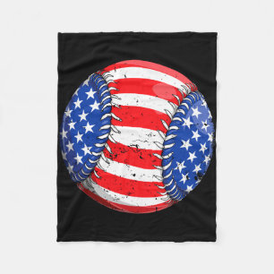 Baseball american flag 4th of july boys men retro fleece blanket