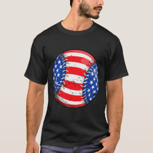 Baseball american flag 4th of july boys men retro T-Shirt