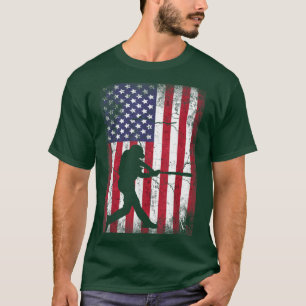 Baseball American Flag 4th of July men women gift  T-Shirt