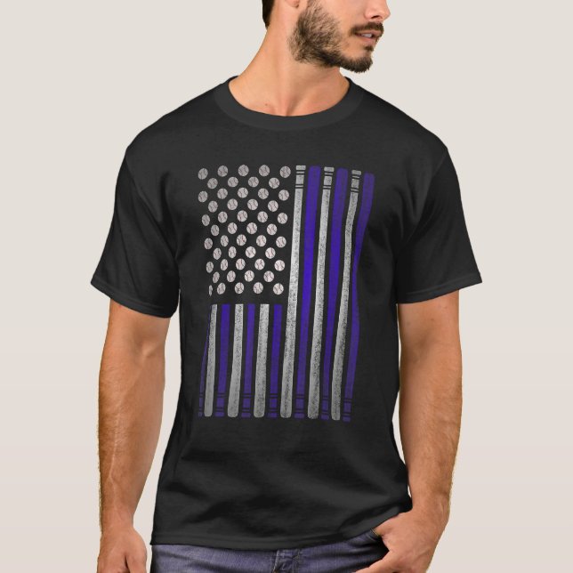 Baseball American Flag 4th of July USA Patriotic D T-Shirt (Front)