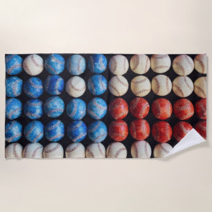 Baseball American Flag Beach Towel