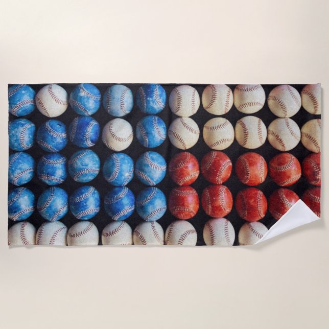 Baseball American Flag Beach Towel (Front)