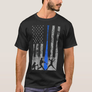 Baseball American Flag Blue Bat Baseball baseball  T-Shirt