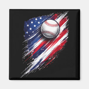 Baseball american flag boys girls men women fans magnet