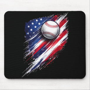 Baseball american flag boys girls men women fans  mouse pad